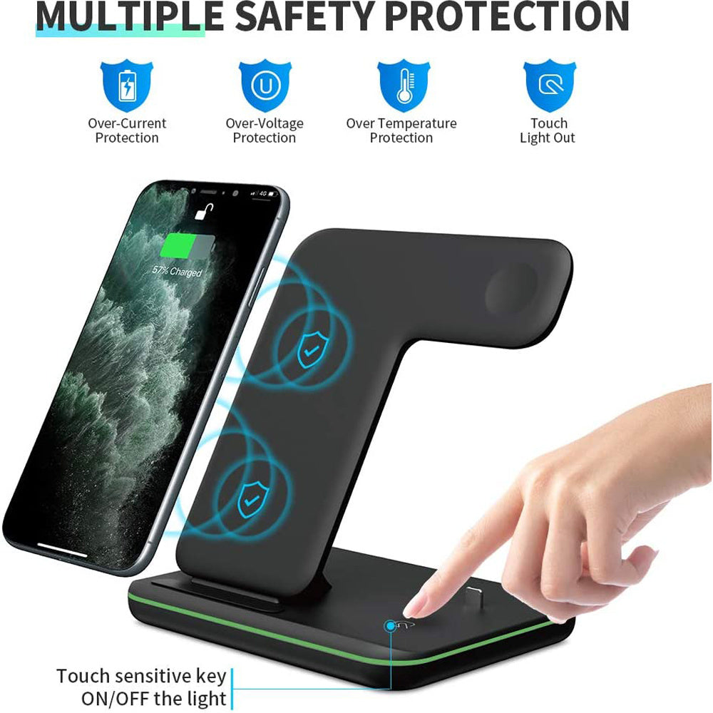 Compatible Mobile Phone Watch Earphone Wireless Charger 3 In 1 Wireless Charger Stand null