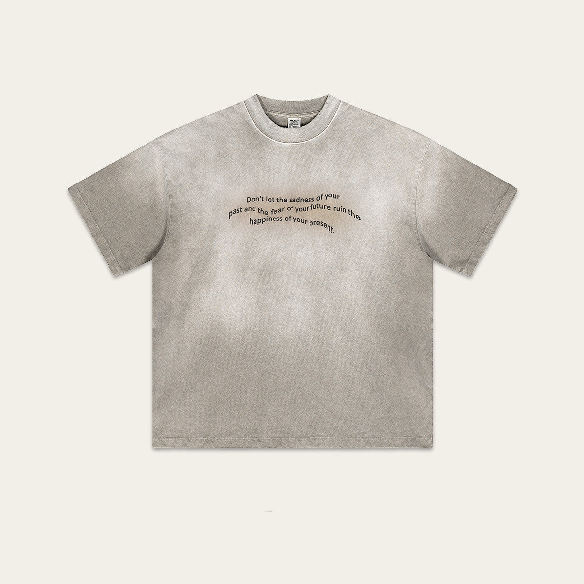 Retro Washed Heavy Small Neckline Short Sleeve