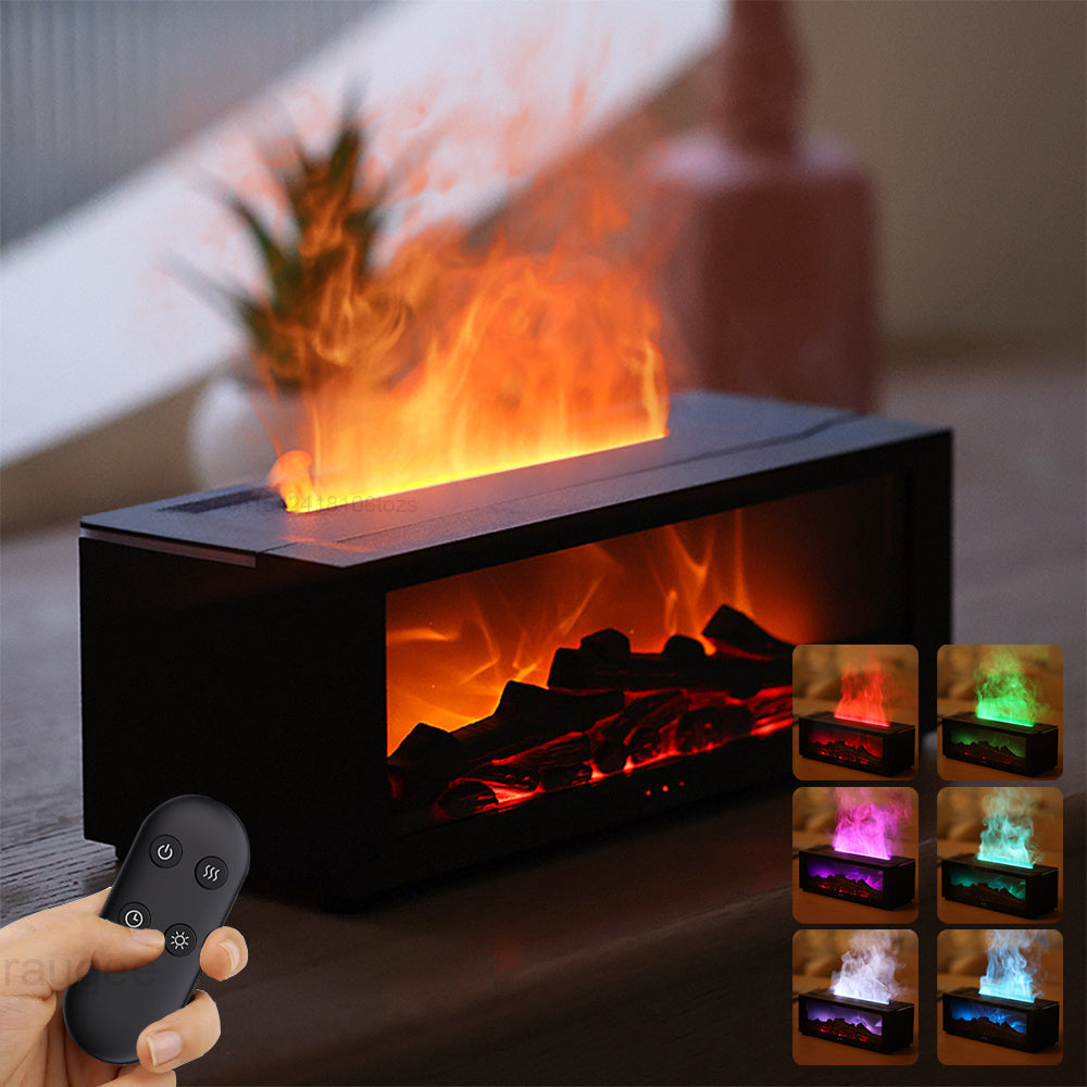 New Flame Aromatherapy Machine Colorful Essential Oil Diffuser Home Large Fog Volume Flame Humidifier 3D Flame Fireplace Machine null