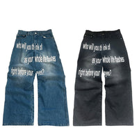 Men's Retro Letter Printed Minimalist Wide Leg Pants