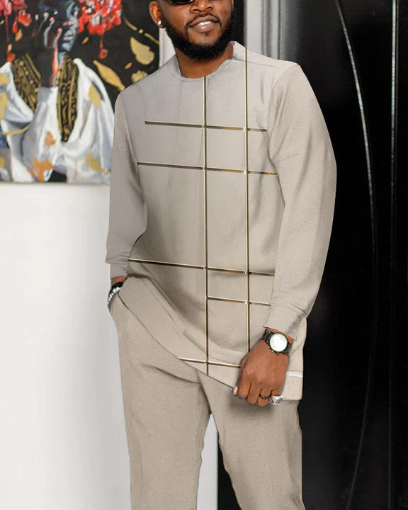 Fashion Personality 3D Printed Two-piece Suit Men