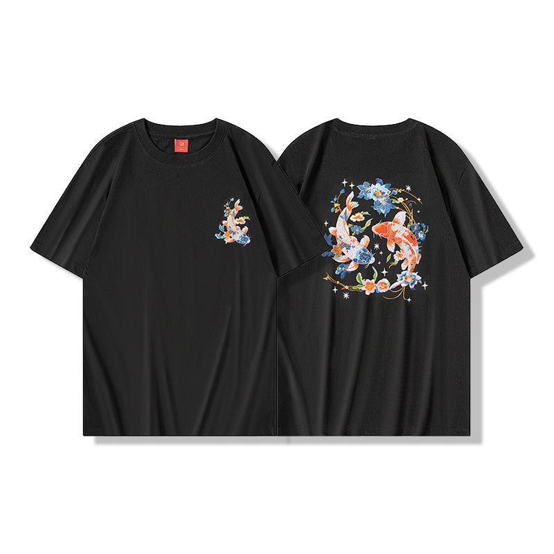 Icing On The Cake Light-changing Embroidery Round Neck Loose Top