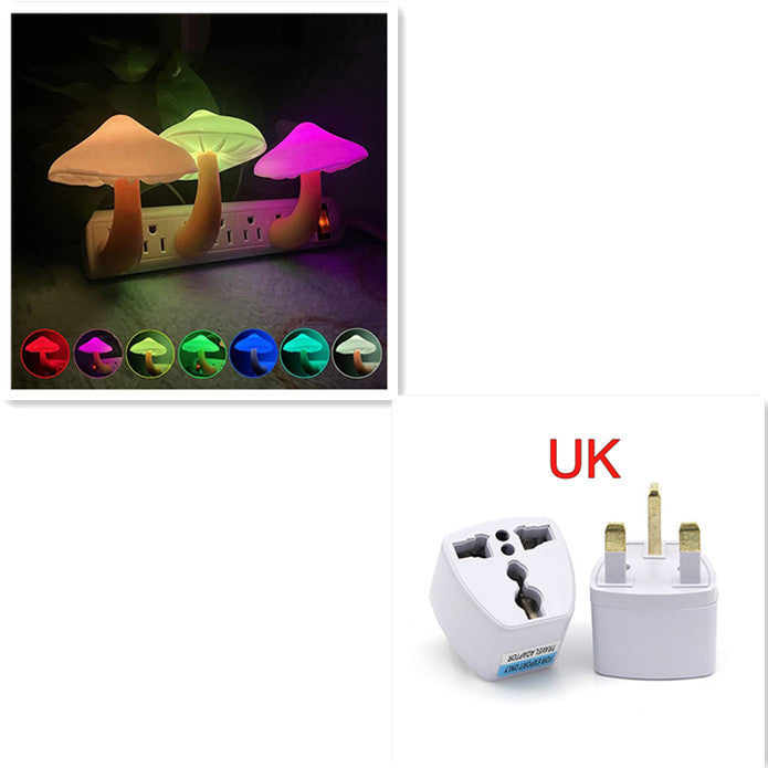 LED Night Light Mushroom Wall Socket Lamp EU US Plug Warm White Light-control Sensor Bedroom Light Home Decoration null