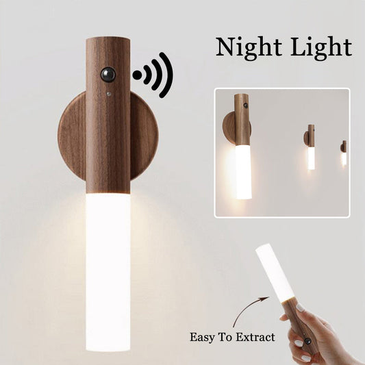 Auto LED USB Magnetic Wood Wireless Night Light Corridors Porch Lights PIR Motion Sensor Wall Light Cabinet Lamp null