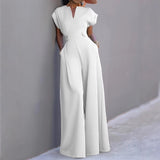 Graceful And Fashionable Solid Color High Waist Wide Leg Pants