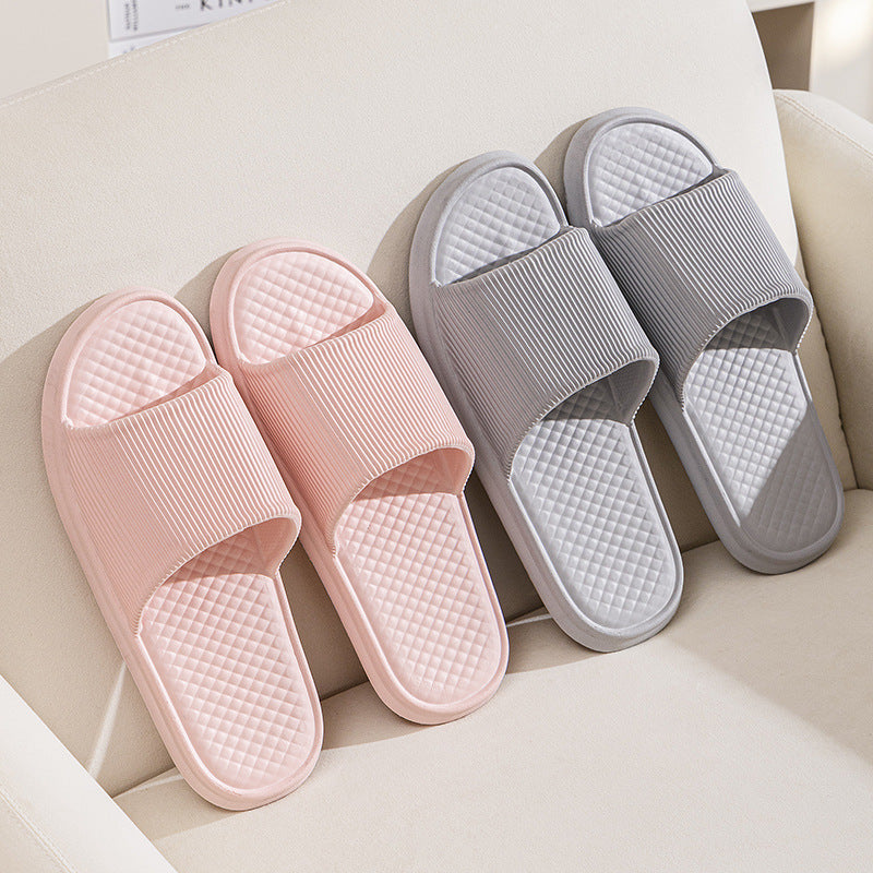 Summer Slipper Indoor House Shoes For Men Women Couples Solid Color Rhombus Striped Non-slip Bathroom Slippers null