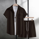 Summer Men's Casual Shirt Short Sleeve Beach Pants Suit