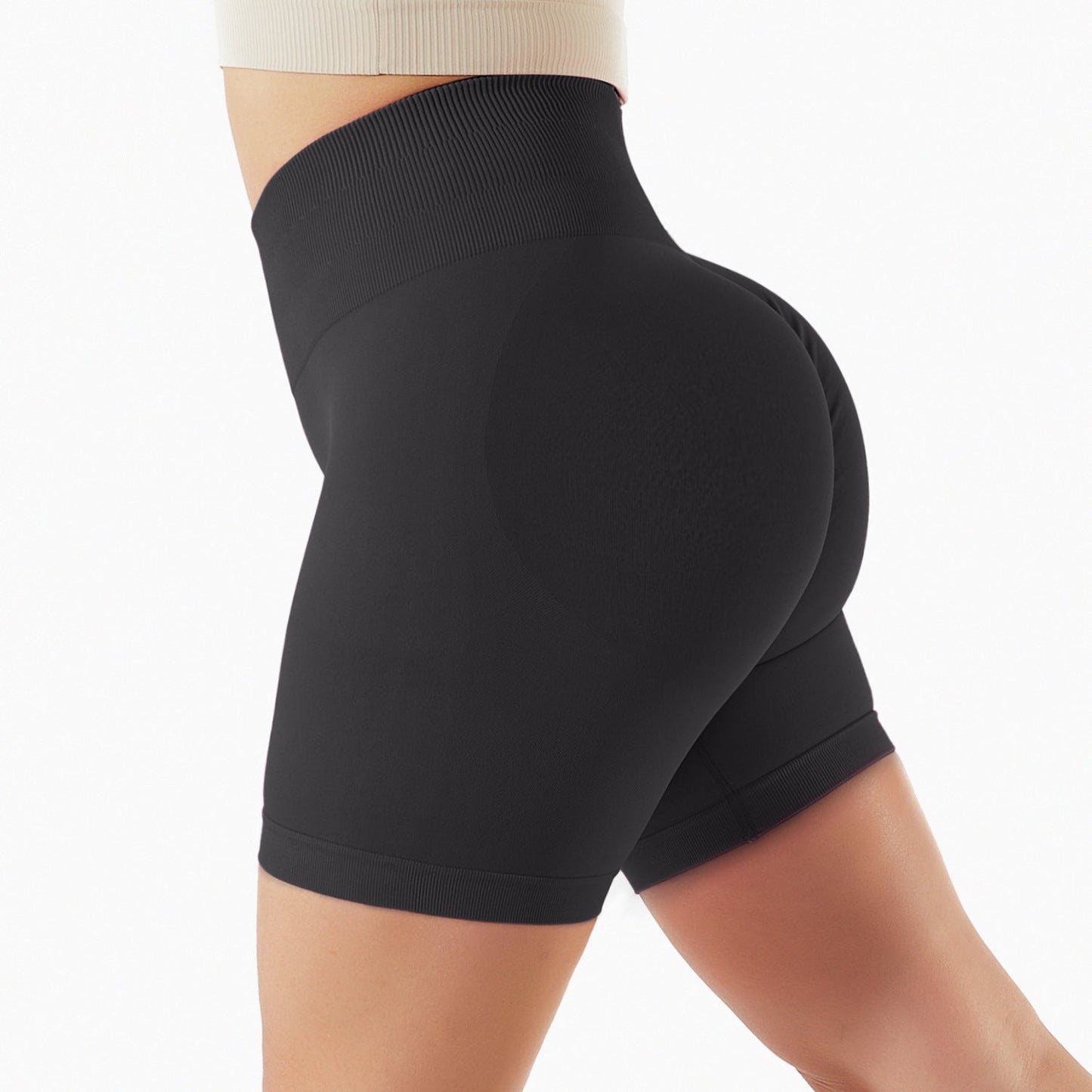 Seamless Yoga Shorts In Europe And The United States With High Hips And Waist null