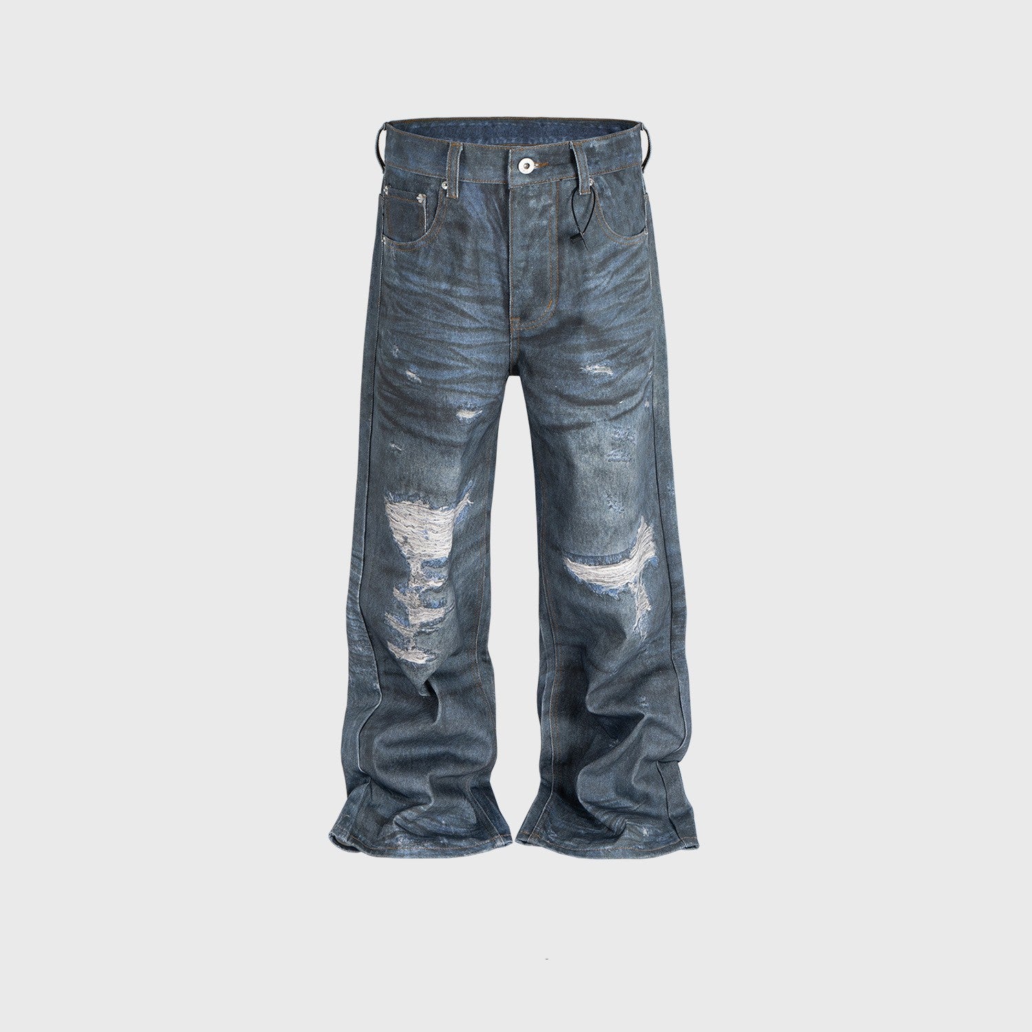 Men's And Women's Straight Worn Looking Washed-out Trousers
