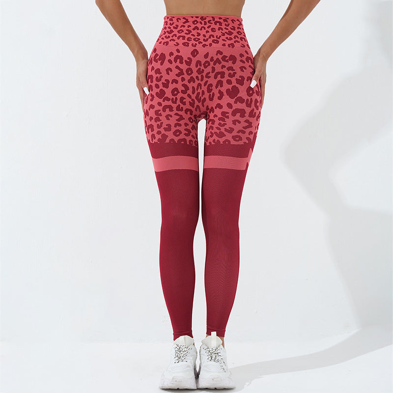 Leopard Print Fitness Pants For Women High Waist Butt Lifting Seamless Leggings Elastic Running Sport Training Yoga Pants Gym Outfits Clothing null