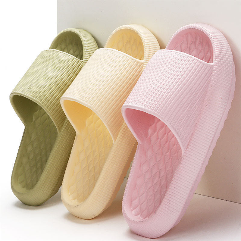 Summer EVA Slippers Solid Color Rhombus Stripe Anti-slip Slippers New Women's Home Shoes null