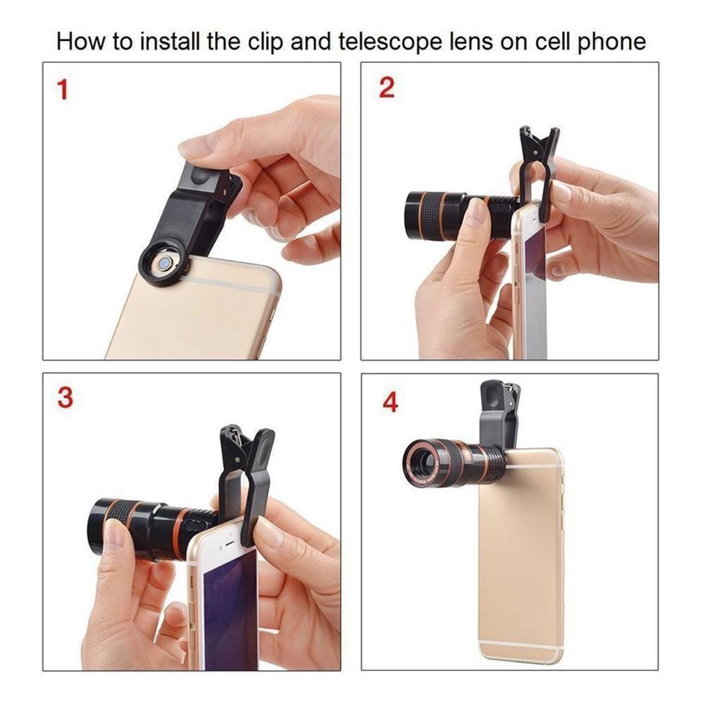 HD 8X Clip On Optical Zoom Telescope Camera Lens For Universal Mobile Cell Phone null