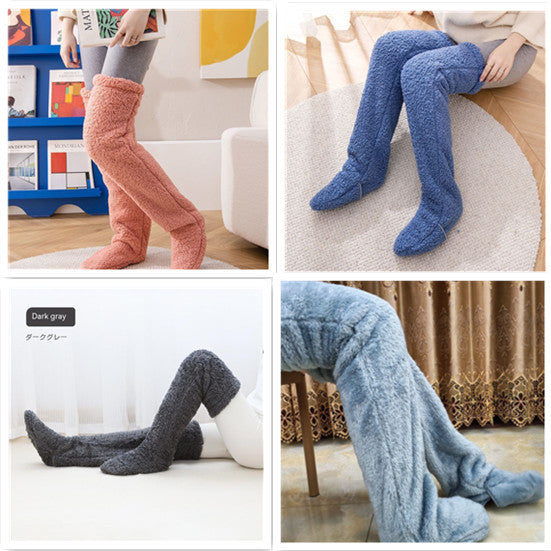 Over Knee High Fuzzy Long Socks Winter Warm Cold Leg Knee Joint Cold-proof Stockings Home Floor Sleeping Socks null