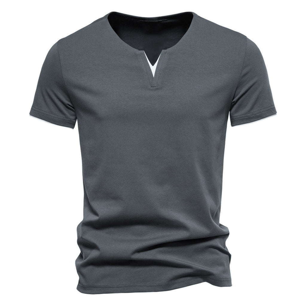 V-neck T-shirt Men's Short-sleeved Men's Summer Stretch Bottoming Shirt