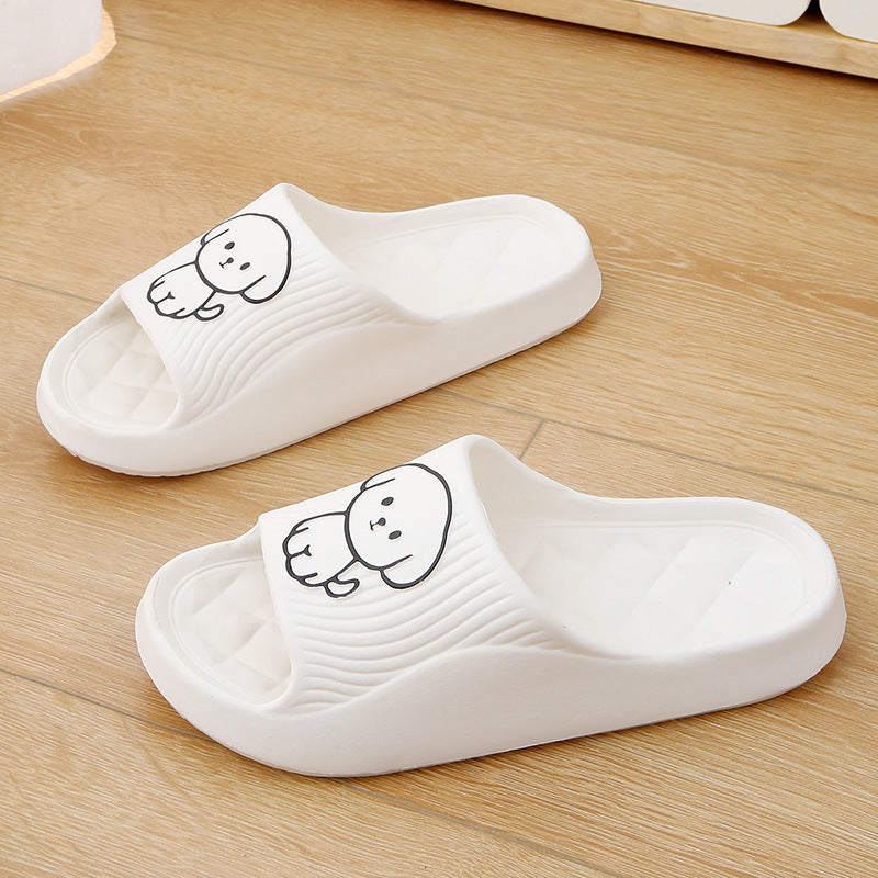 Cute Cartoon Dog Slippers Summer Solid Color Non-slip Rhombus Bathroom Slipper Indoor House Shoes For Men Women Couples null