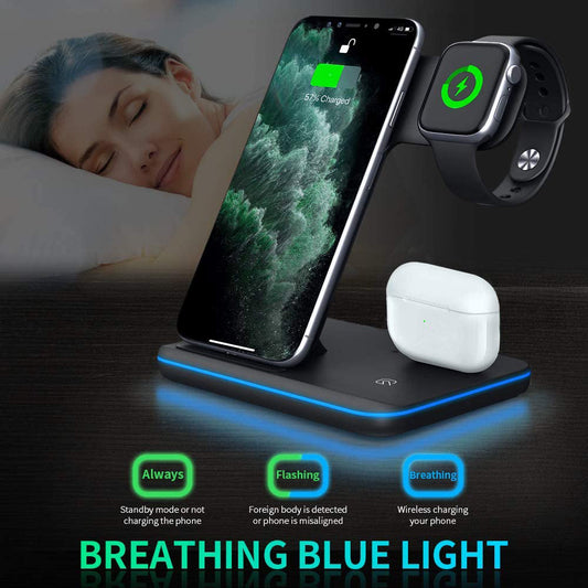 Compatible Mobile Phone Watch Earphone Wireless Charger 3 In 1 Wireless Charger Stand null