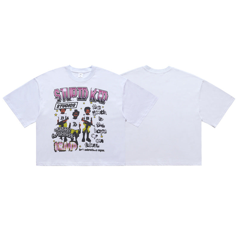 Original Street Men's Short-sleeved T-shirt With Gun Printing