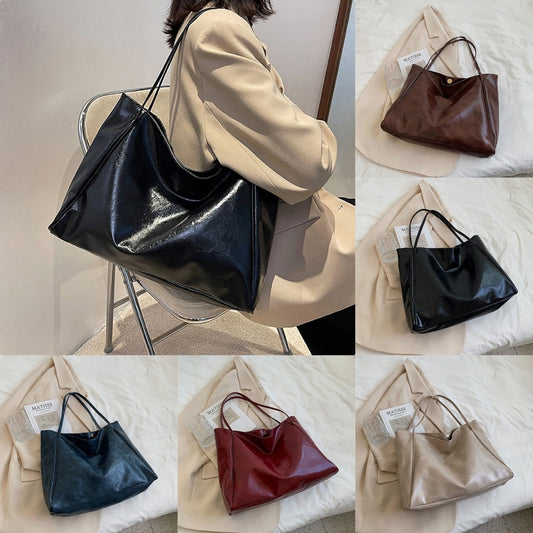 Vintage Women's Tote Bag Athletic Casual Fashion Large Capacity Leather Shoulder Bag Shopper Harajuku Simple Handbag null