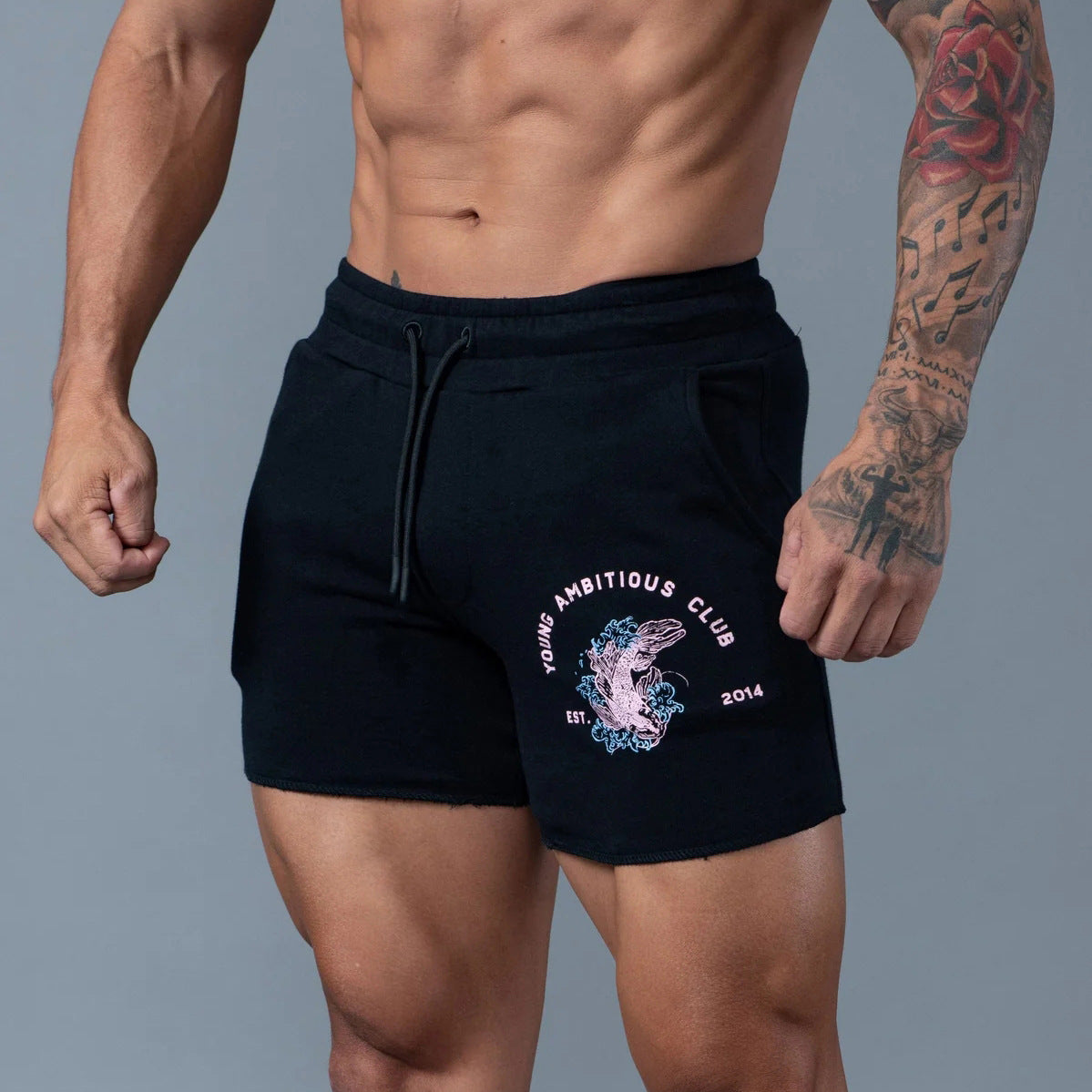 European And American Fashion Brand Leisure Sports Men Running Exercise Gym Training Cotton Shorts null