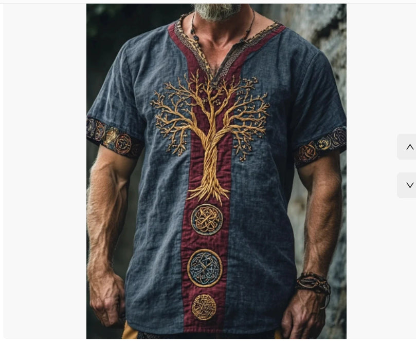 Summer Men's Linen Loose-fitting Casual Round-neck T-shirt 3D Short Sleeve