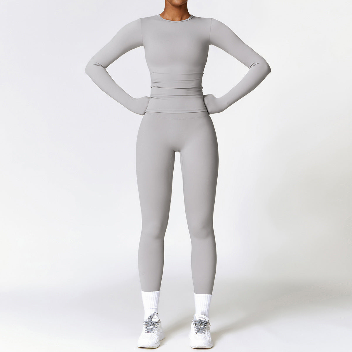 Tight-fitting Brushed Yoga Suit Quick-drying Fitness Clothes  Fitness Long Sleeve Tracksuits Sports Suit Gym Top High Waist Leggings Women Sets Yoga Set null