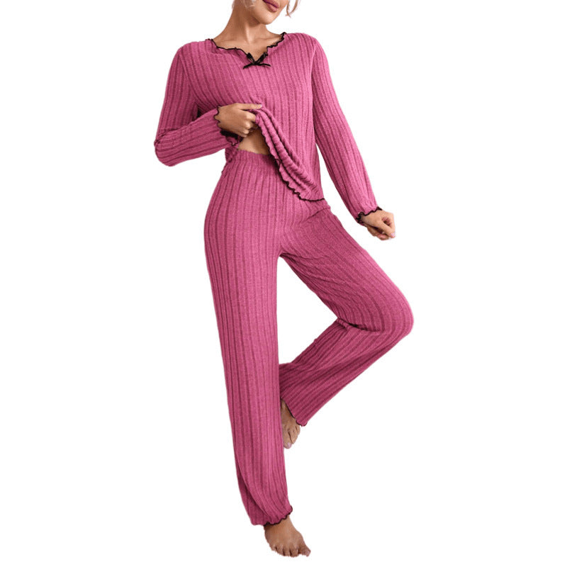 Black Edge Twisted Edge Leisure Pajamas Suit null