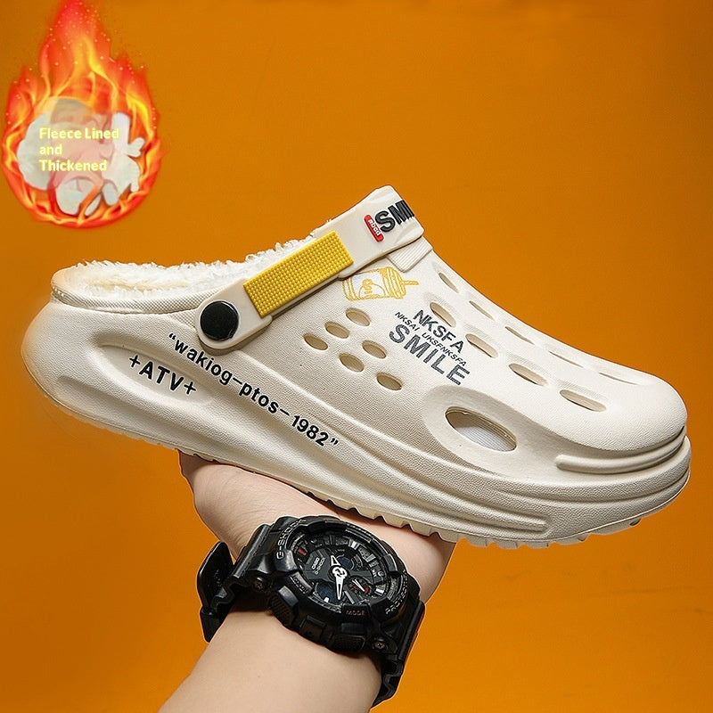 Men's Fleece-Lined Warm Indoor Cotton Slippers