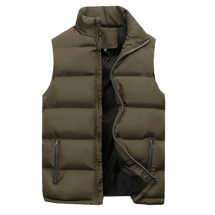 Men's Cotton Padded Clothing Vest Casual Warm Cotton-padded Coat Cotton Vest Sleeveless Vest
