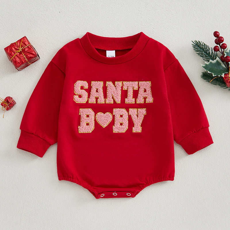 Christmas Clothes For Girls Boys Casual Sweatshirt Romper Cute Letter Long Sleeve Jumpsuit Newborn Bodysuits null