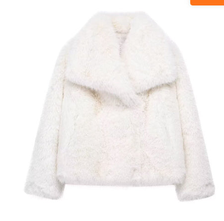 Winter Plush Coat Fashion Thicken Lapel Outwear Casual Long Sleeve Tops Womens Clothing null