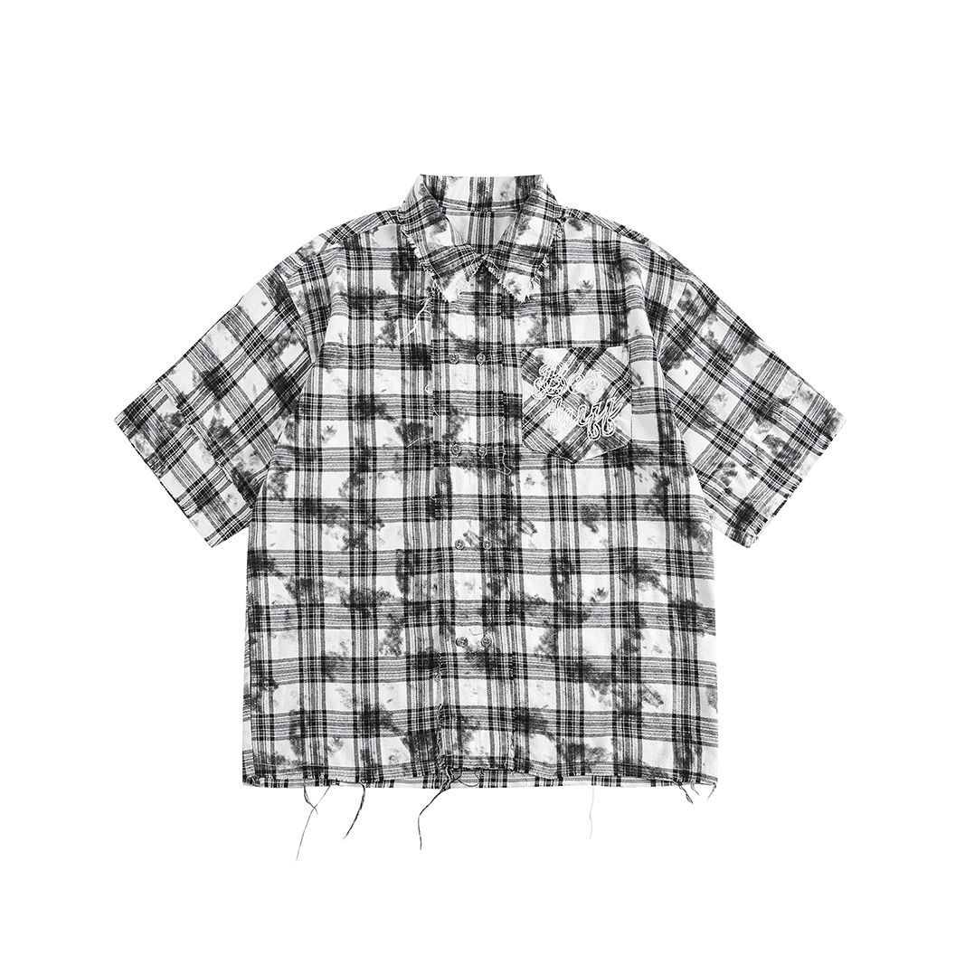 Retro Plaid Loose Short Sleeve Shirt