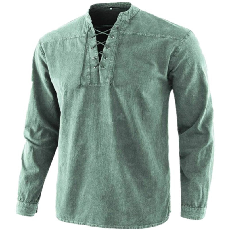 Stand Collar Retro Drawstring Casual Sports T-shirt