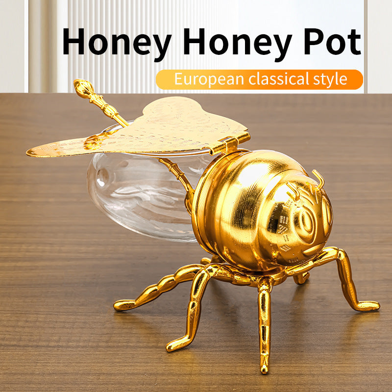 Bee Shaped Honey Jar With Spoon Versatile Novelty Container Condiment Pot For Condiments Oil Kitchen Festive Parties Kitchen Gadgets null