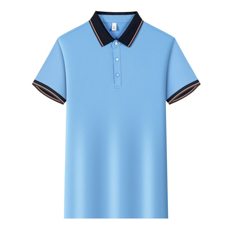 Color Stitching Turnover Neck Short-sleeved Shirt Workwear