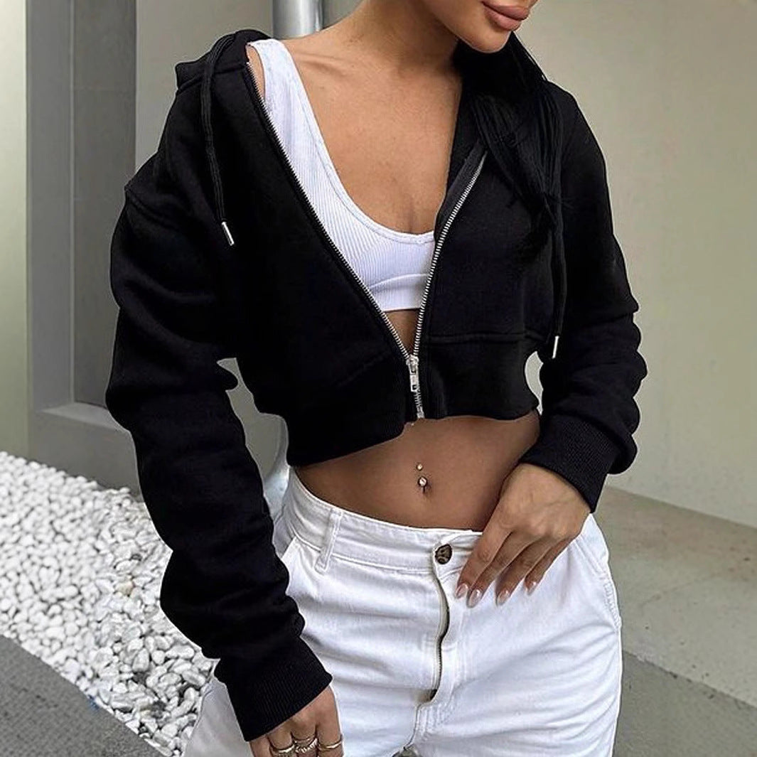 Long Sleeve Hooded Zip Cardigan Casual Sweatshirt null