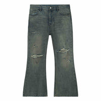Cotton Retro Make Old Ripped Loose Micro-flared Trousers Jeans