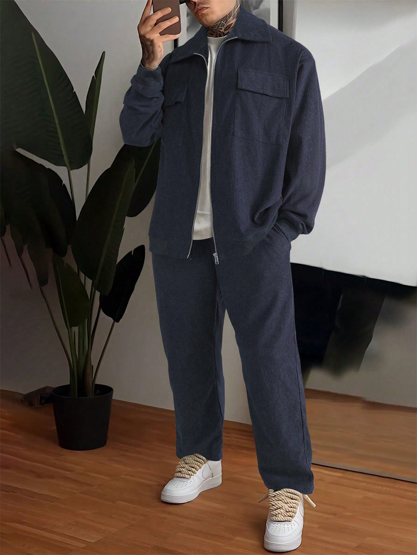 Men's Long Sleeve Lapel Shirt Trousers Suit