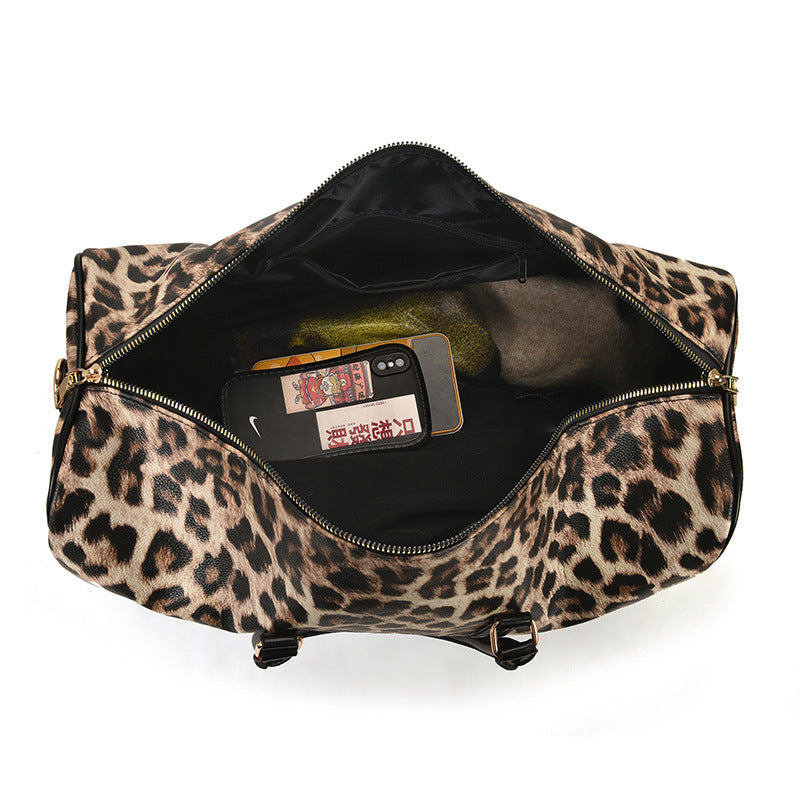 Large Capacity Leopard Print Contrast Tote Bag Shoulder Gym Bag null