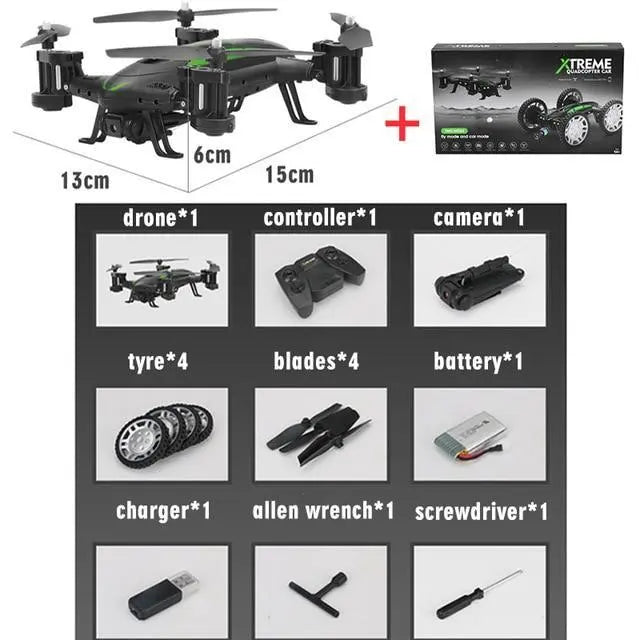 OTRC FY602 Air-Road RC Drone Car 2 in 1 Flying Car 2.4G RC Quadcopter Drone 6-Axis 4CH Helicopter With HD Camera High Speed 4WD null