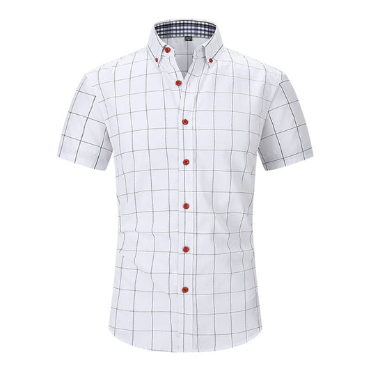 Plaid Men's Short-sleeved Shirt Anti-wrinkle null