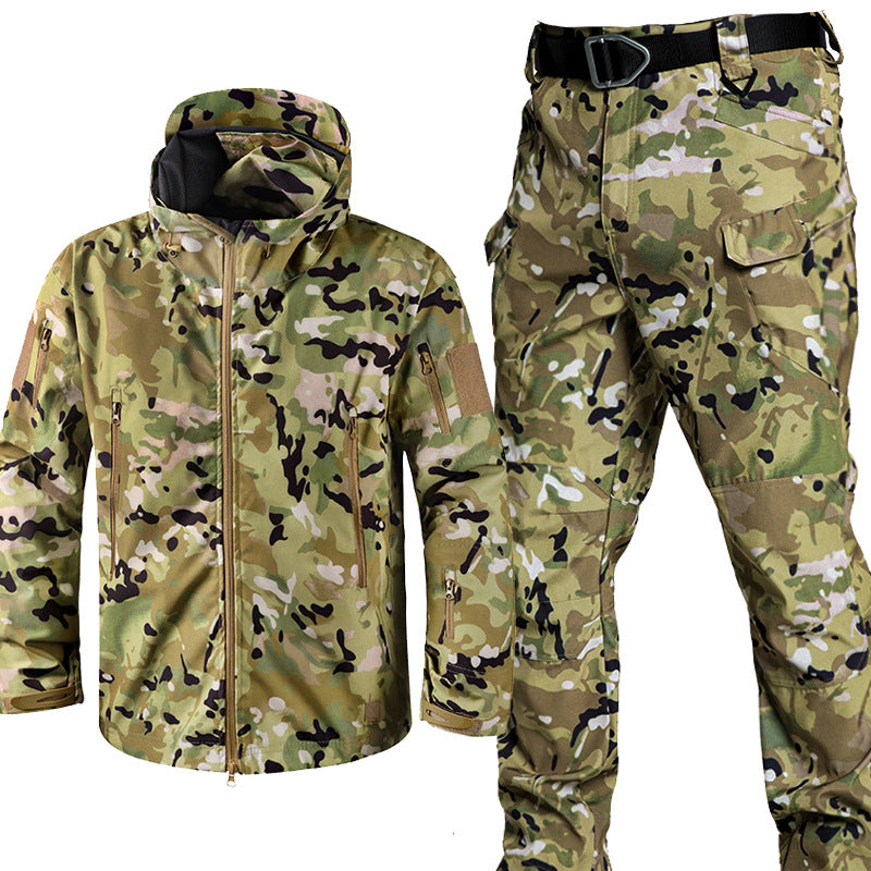 Alt Tag: Camouflage Padded Jacket And Pants Suit for men, waterproof breathable winter outdoor camouflage jacket and cargo pants set