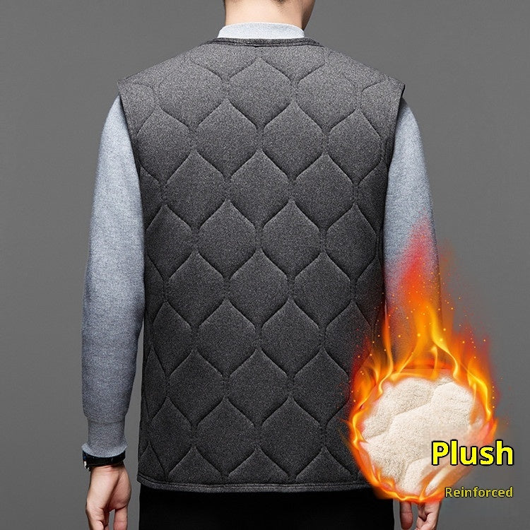 Middle-aged Men's Fleece-lined Thick Cotton Vest