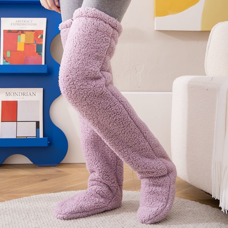 Over Knee High Fuzzy Long Socks Winter Warm Cold Leg Knee Joint Cold-proof Stockings Home Floor Sleeping Socks null