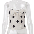 Chest Wrap Polka Dot Design Form Fitting Cropped Base Layer Tank Top