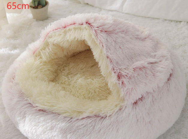 2 In 1 Dog And Cat Bed Pet Winter Bed Round Plush Warm Bed House Soft Long Plush Pets Bed Pet Products null