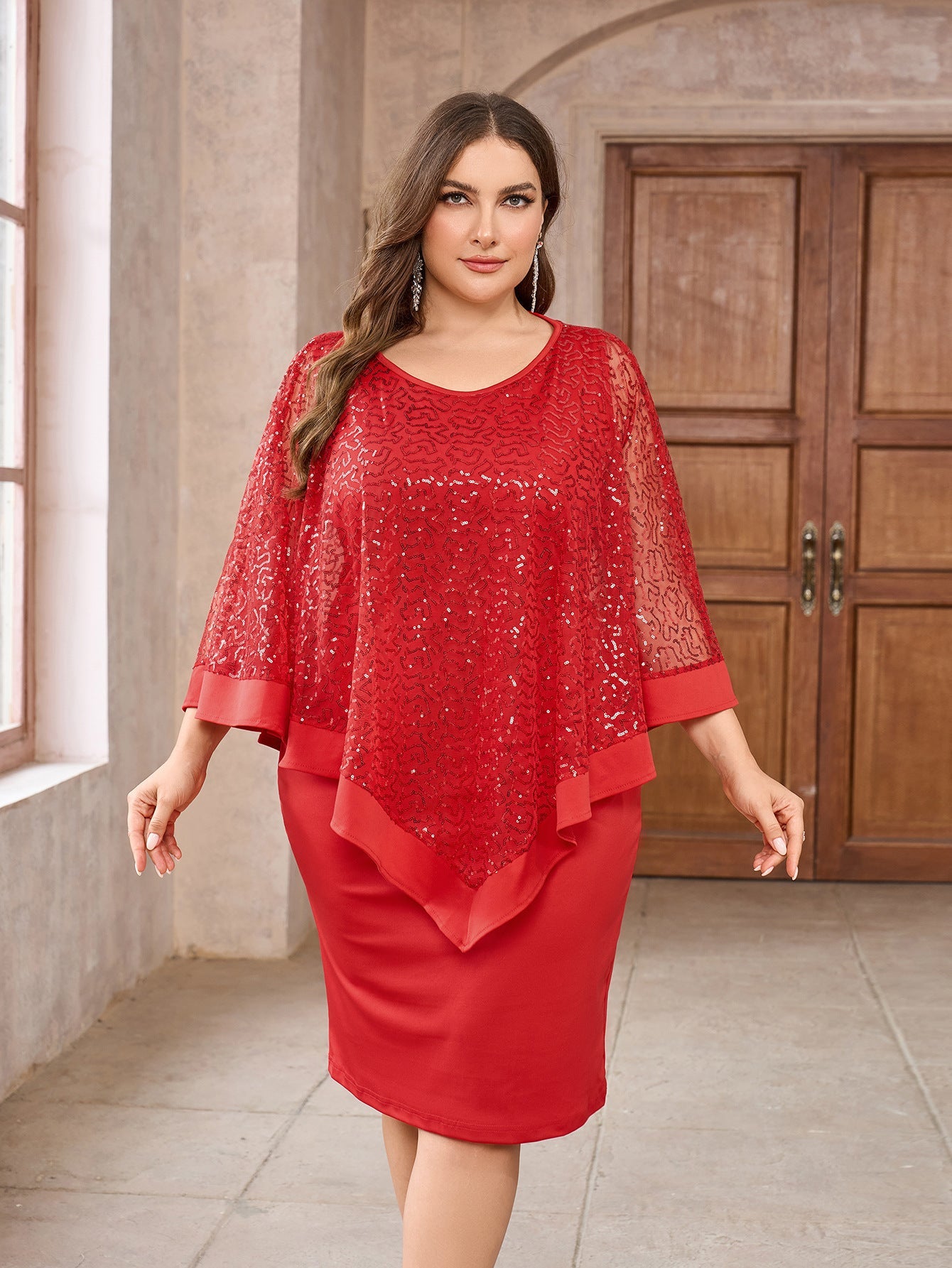 Plus Size Dress Marking Knee-length null