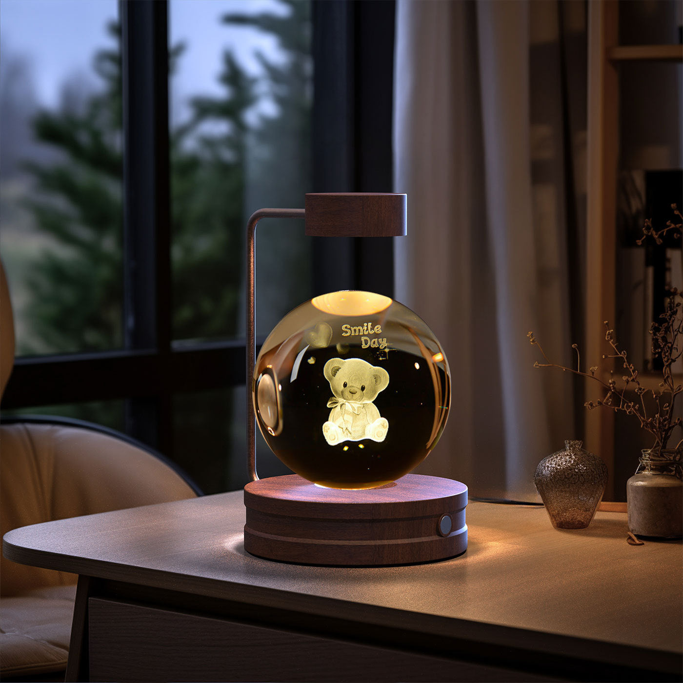 Crystal Ball Cosmic Dinosaur Indoor Night Light USB Power Warm Bedside Light Birthday Gift Night Lamp null