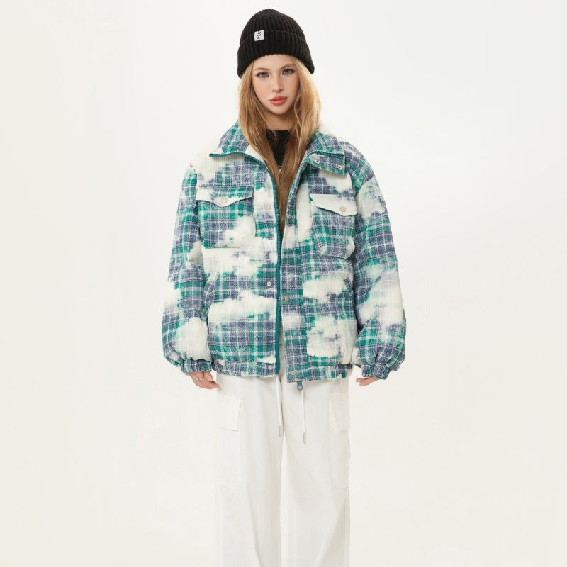Winter New Retro Plaid Loose Cotton Coat Coat