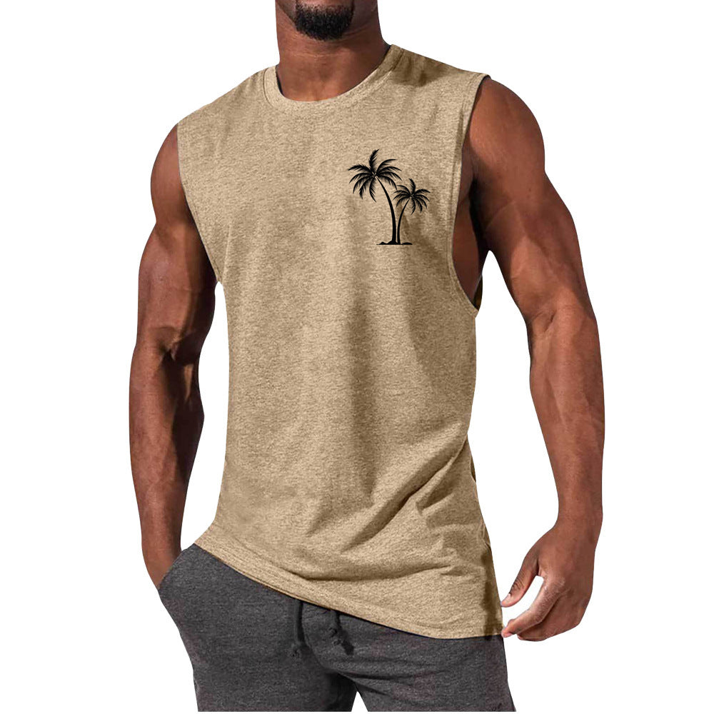 European And American Sleeveless T-shirt Summer Loose Sports Vest Men