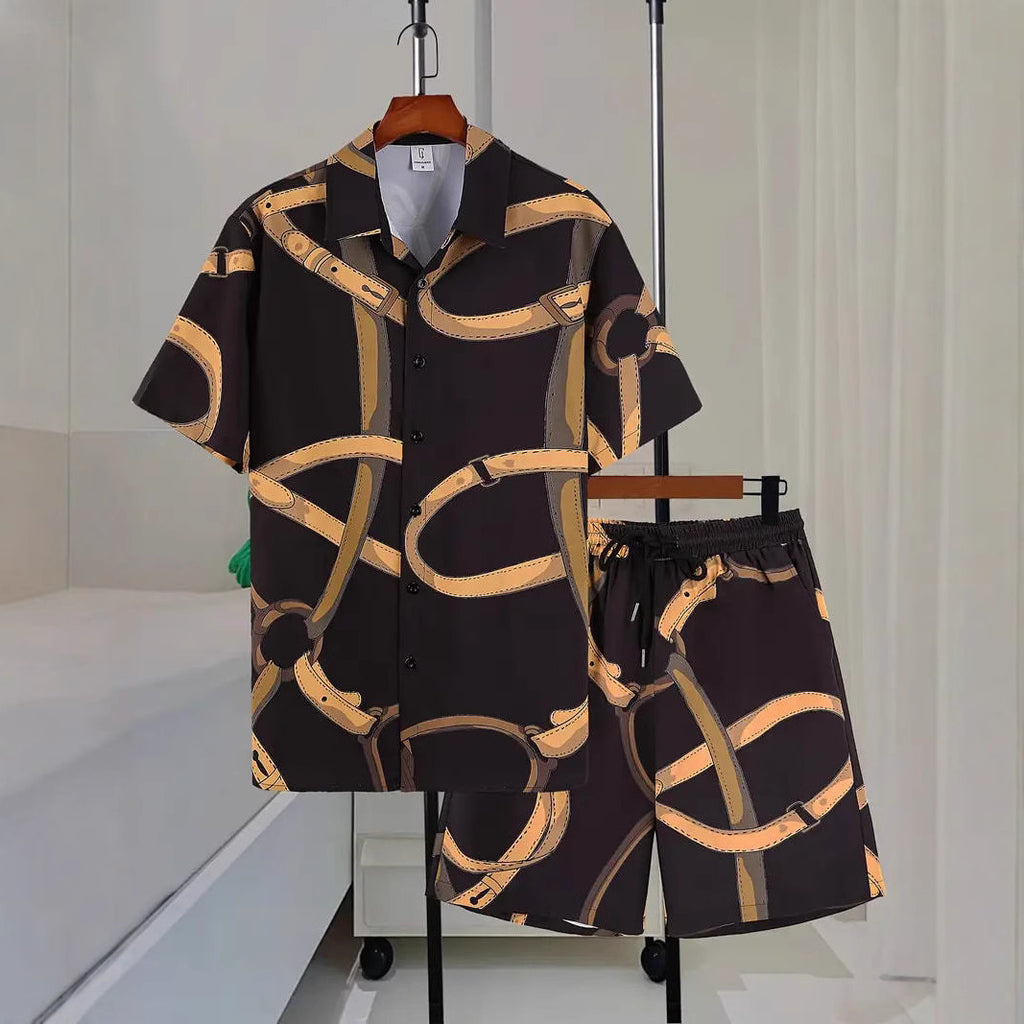 Trendy Wild Printed Men's Simplicity Short Sleeve Shirt Outfit